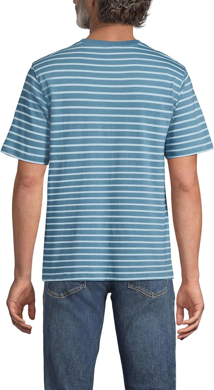imageLands End Mens SuperT Short Sleeve TShirtSoft PeacockBlue Stripe