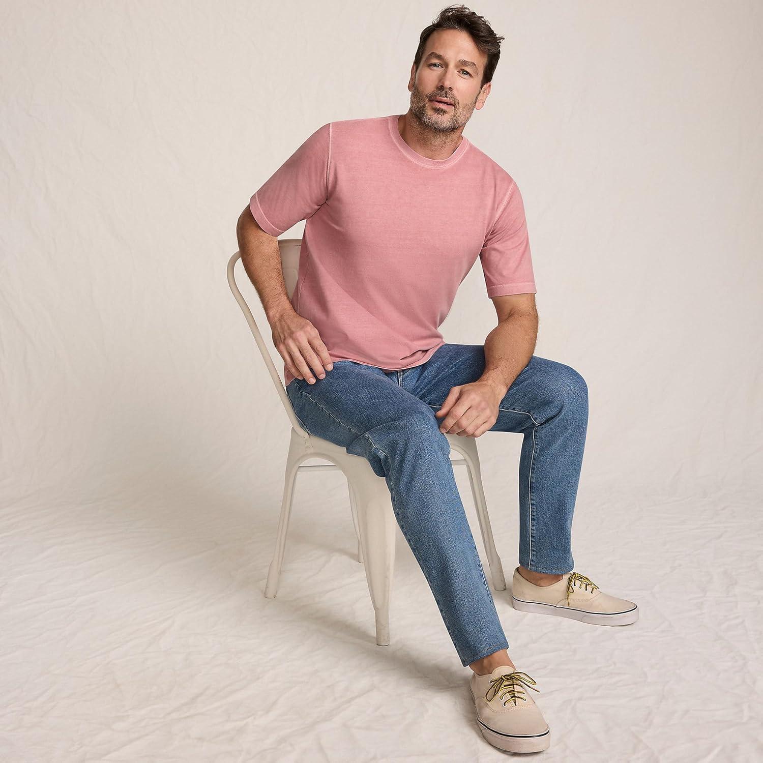 imageLands End Mens SuperT Short Sleeve TShirtWashed Coral Clay Garment Dye