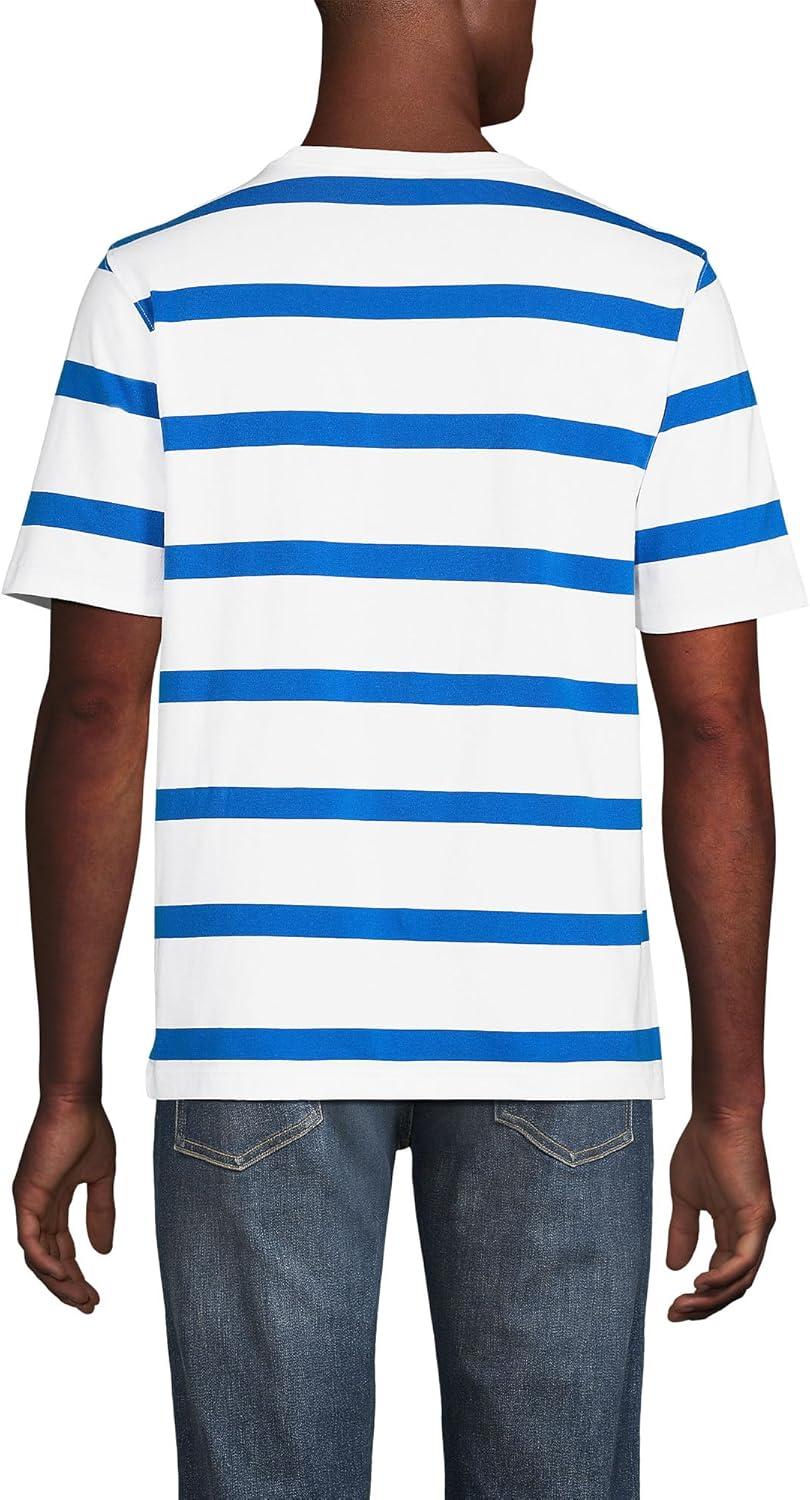 imageLands End Mens SuperT Short Sleeve TShirtWhiteNautical Blue Stripe