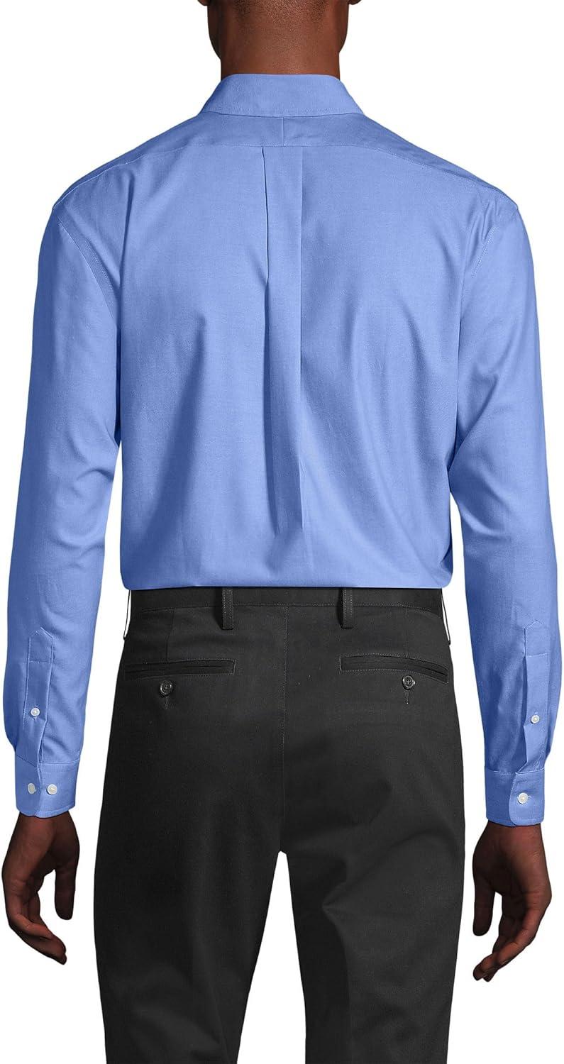 imageLands End Mens Tailored Fit No Iron Solid AmericanGrown Supima Cotton Pinpoint Buttondown Collar Dress ShirtLight French Blue