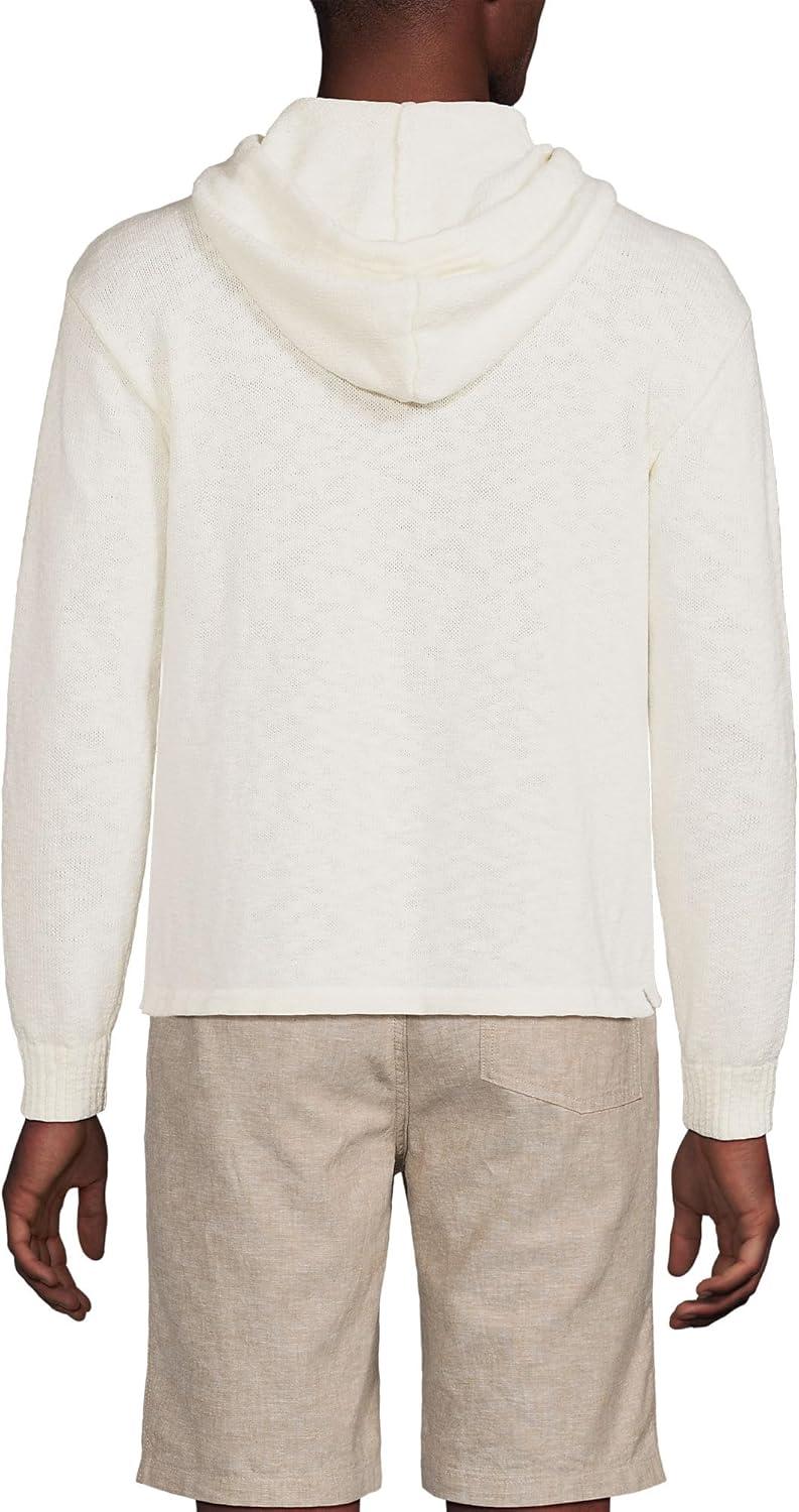 imageLands End Mens Textural Slub Hoodie SweaterIvory