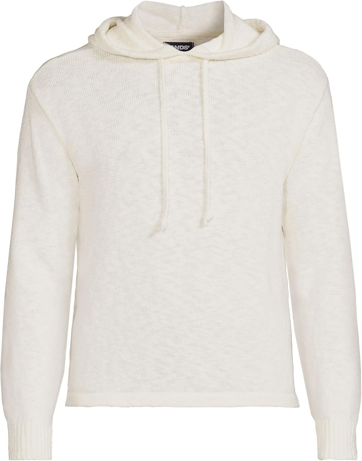 imageLands End Mens Textural Slub Hoodie SweaterIvory