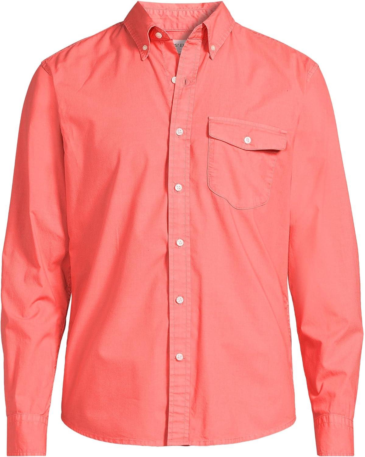 imageLands End Mens Traditional Fit Essential Lightweight Poplin ShirtSea Coral
