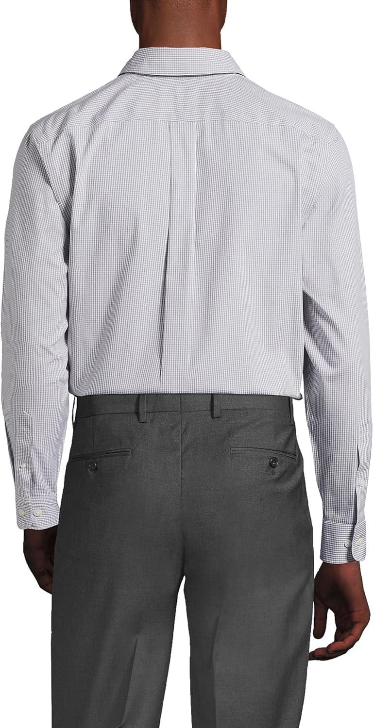 imageLands End Mens Traditional Fit Solid No Iron AmericanGrown Supima Pinpoint Buttondown Collar Dress ShirtUltimate Gray Check
