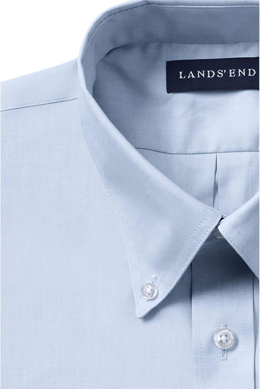 imageLands End School Uniform Boys Long Sleeve No Iron Pinpoint Dress ShirtBlue