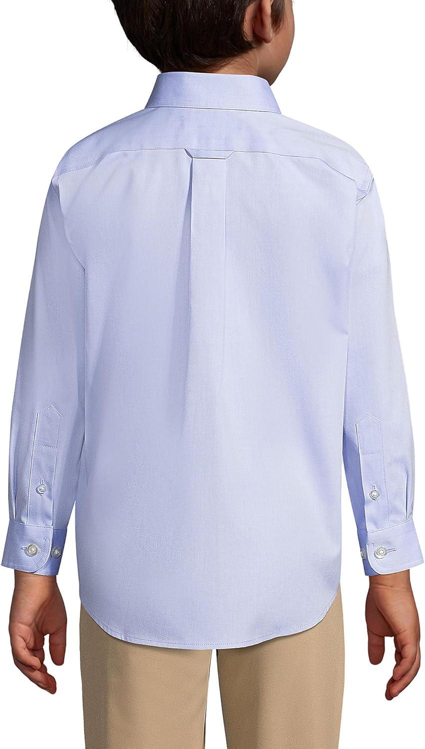 imageLands End School Uniform Boys Long Sleeve No Iron Pinpoint Dress ShirtBlue