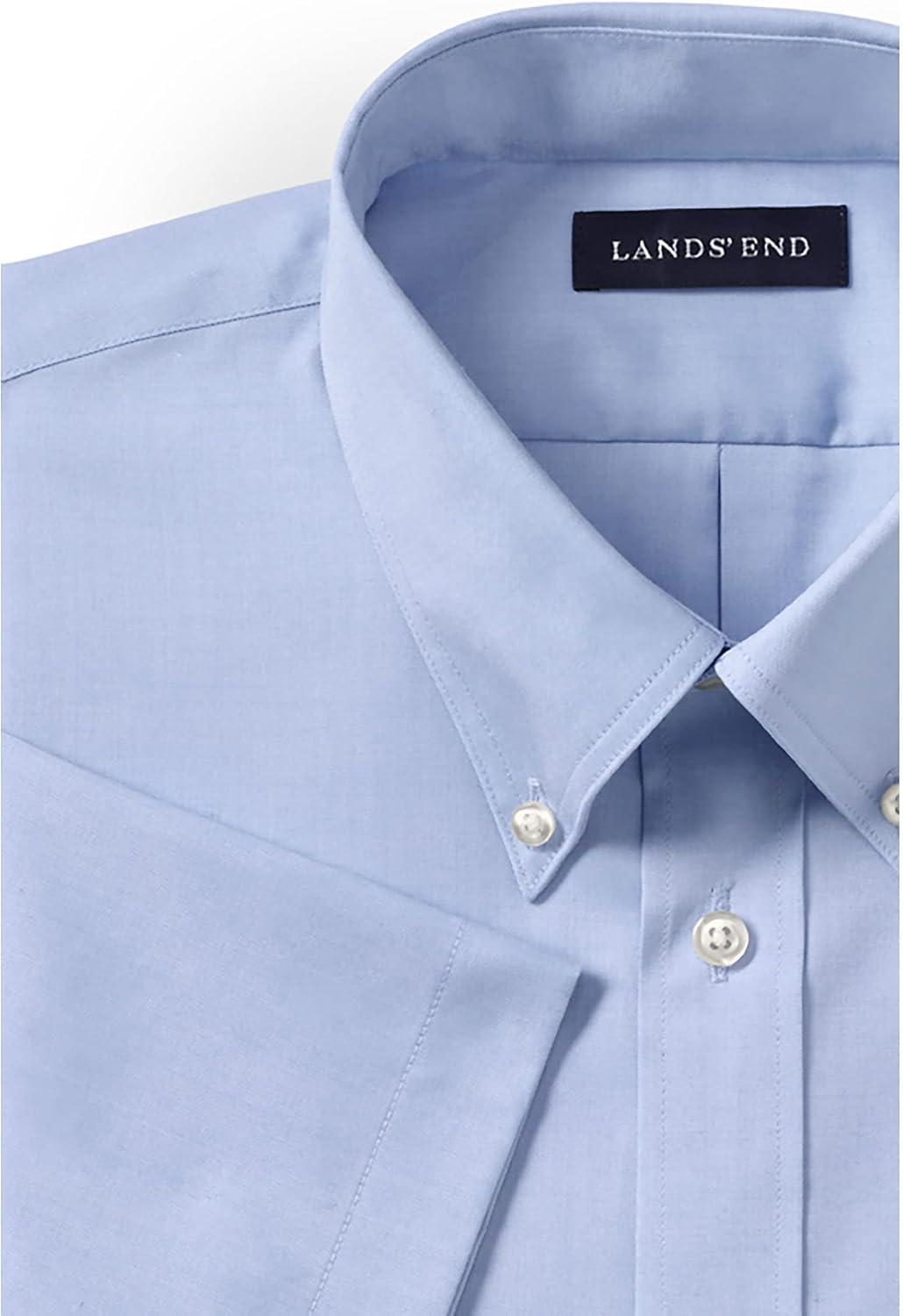 imageLands End School Uniform Boys Short Sleeve No Iron Pinpoint Dress ShirtBlue