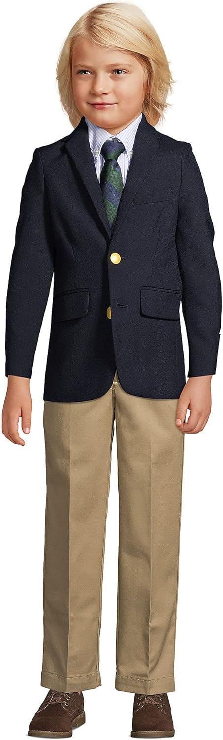 imageLands End School Uniform Boys Tailored Fit Hopsack BlazerDeep Navy