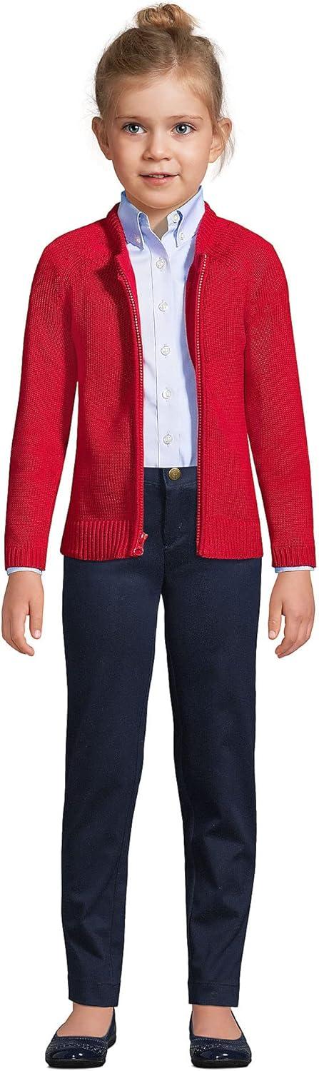 imageLands End School Uniform Girls Cotton Modal ZipFront Cardigan SweaterRed
