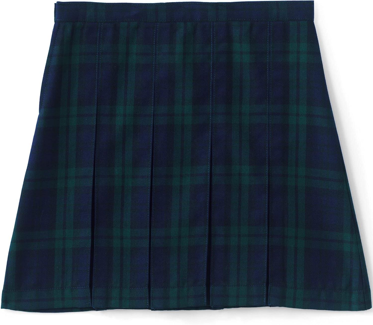 imageLands End School Uniform Girls Plaid Box Pleat Skirt Top of The KneePlaid Classic NavyEvergreen