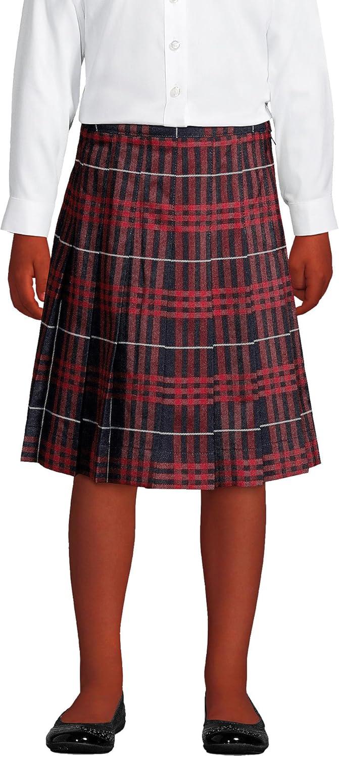imageLands End School Uniform Girls Plaid Pleated Skirt Below The KneeClassic Navy Large Plaid