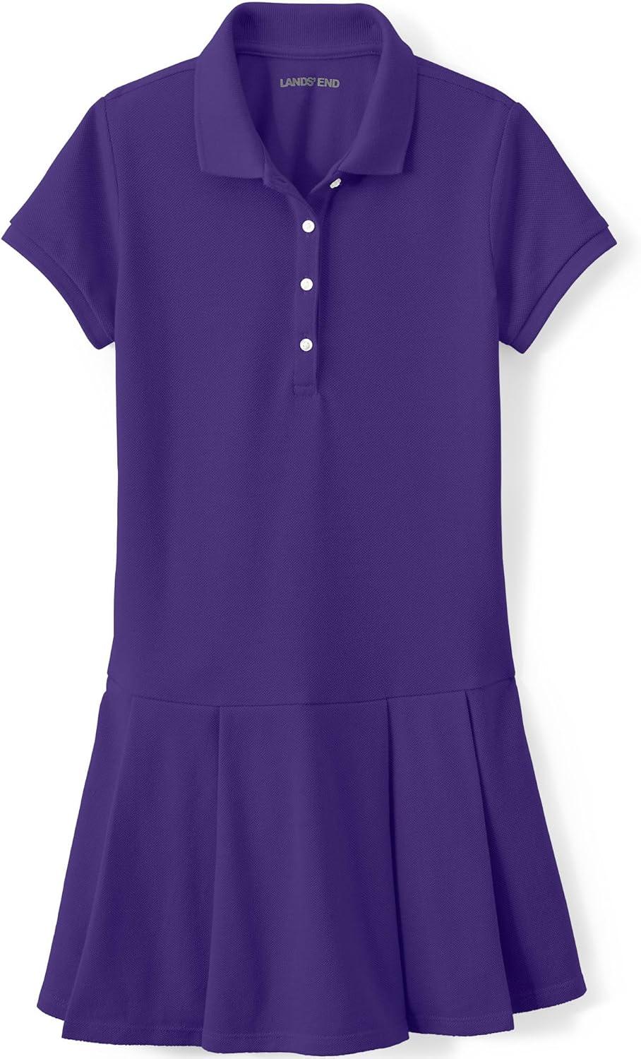imageLands End School Uniform Girls Short Sleeve Mesh Pleated Polo DressDeep Purple