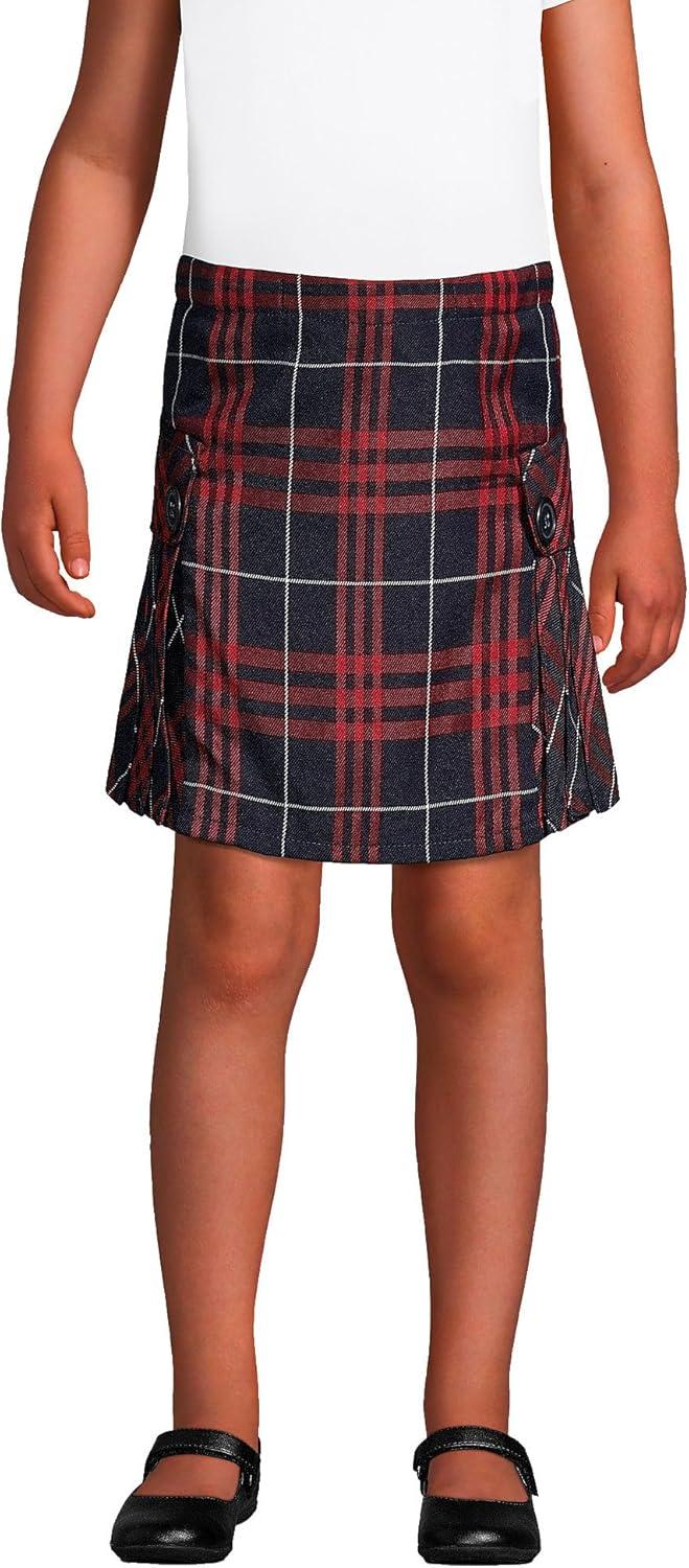 imageLands End School Uniform Girls Side Pleat Plaid Skort Above KneeClassic Navy Large Plaid