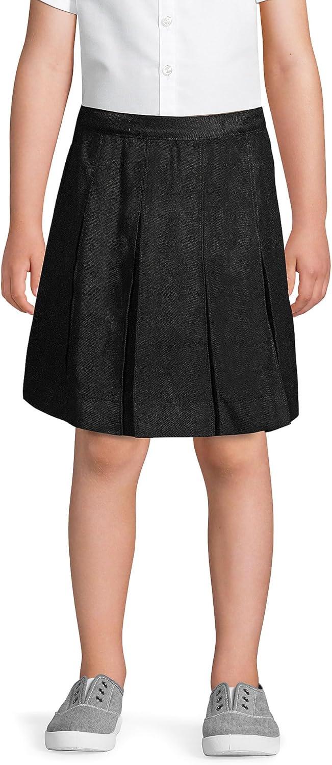 imageLands End School Uniform Girls Solid Box Pleat Skirt Top of KneeBlack