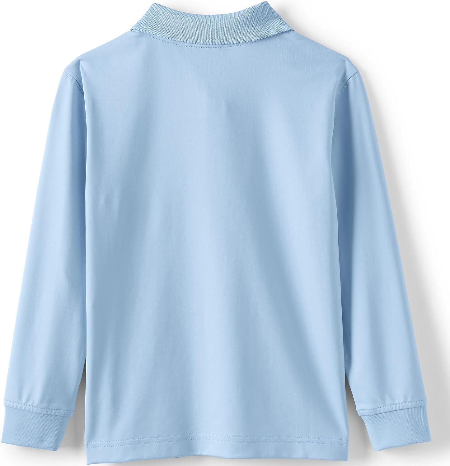 imageLands End School Uniform Kids Long Sleeve Rapid Dry Polo ShirtBlue