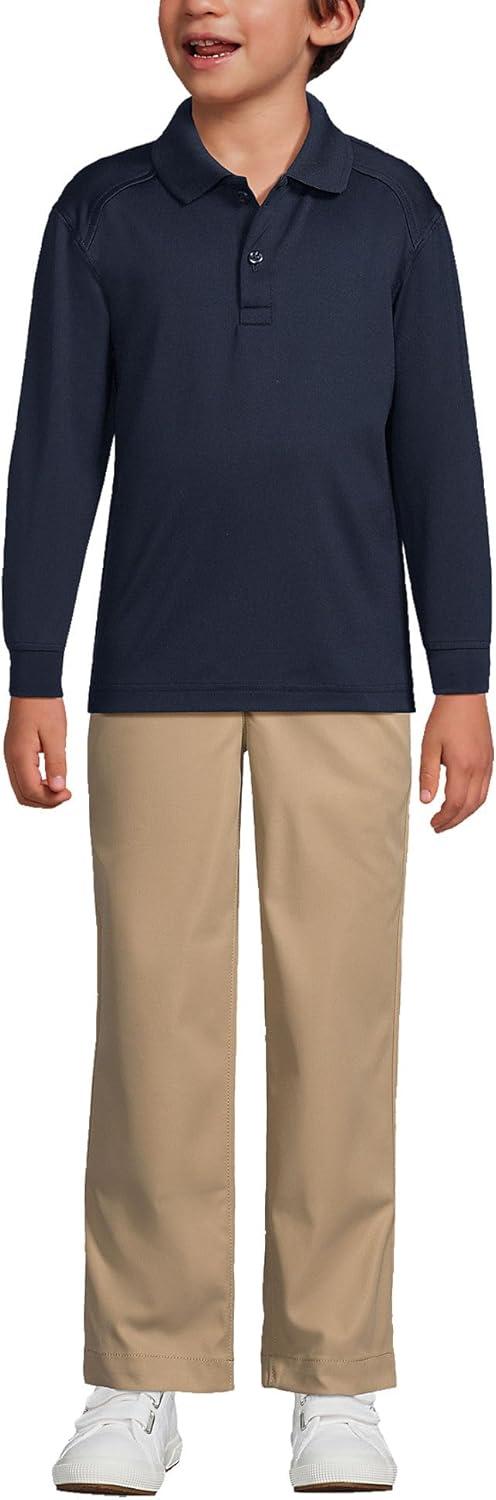 imageLands End School Uniform Kids Long Sleeve Rapid Dry Polo ShirtClassic Navy