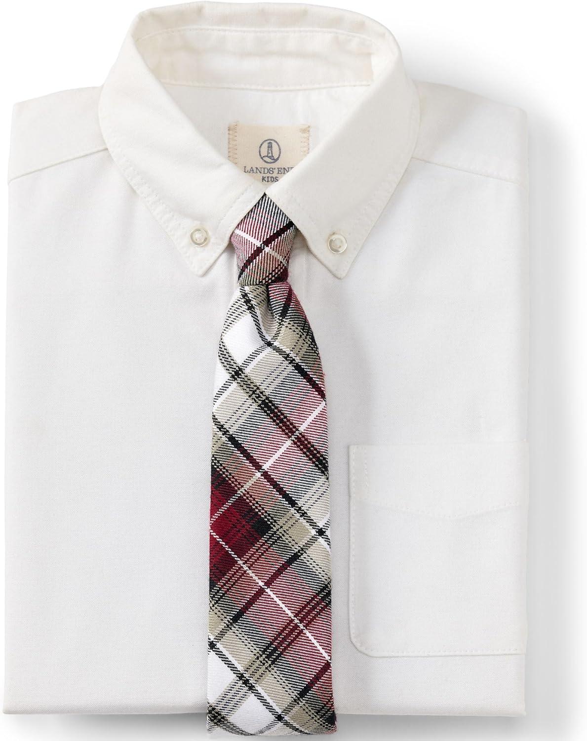 imageLands End School Uniform Kids Plaid To Be Tied TieGarnetKhaki Plaid
