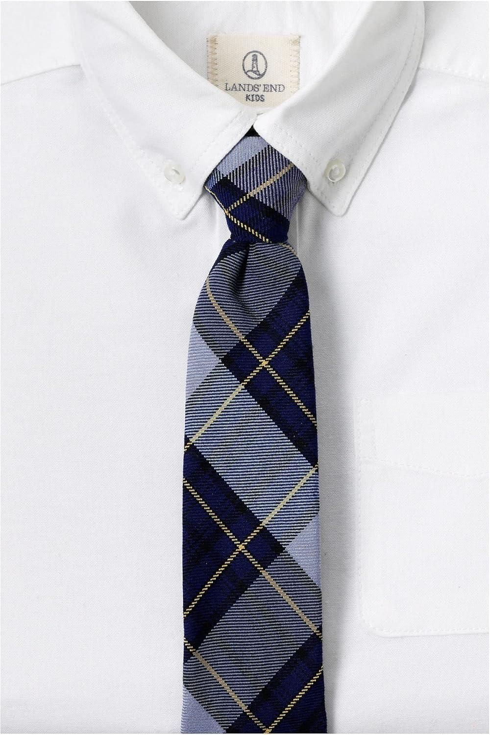 imageLands End School Uniform Kids Pre Tied TieClassic Navy Plaid