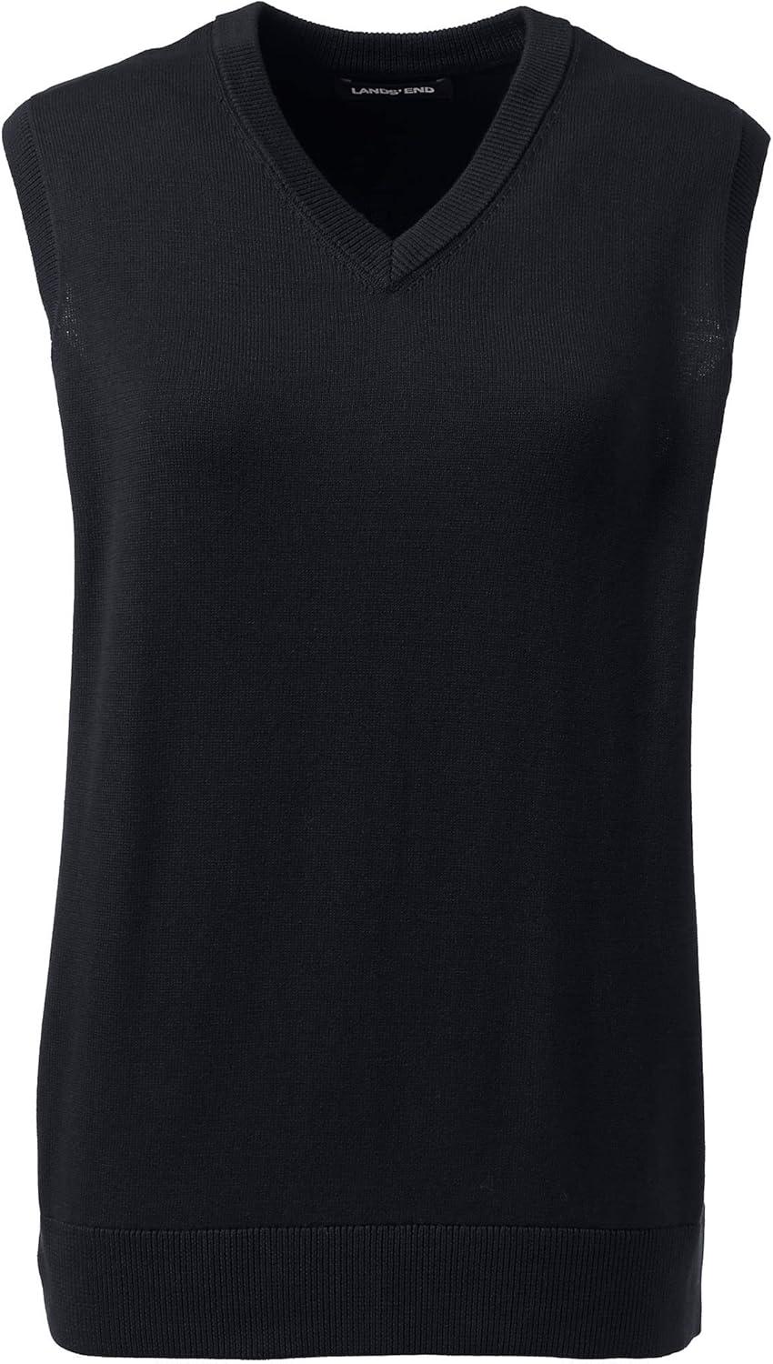imageLands End School Uniform Womens Cotton Modal Fine Gauge Sweater VestBlack