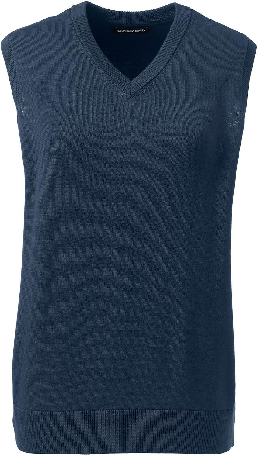imageLands End School Uniform Womens Cotton Modal Fine Gauge Sweater VestClassic Navy