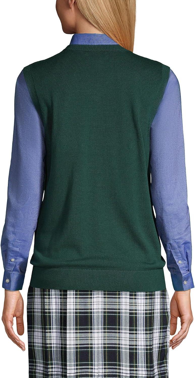 imageLands End School Uniform Womens Cotton Modal Fine Gauge Sweater VestEvergreen