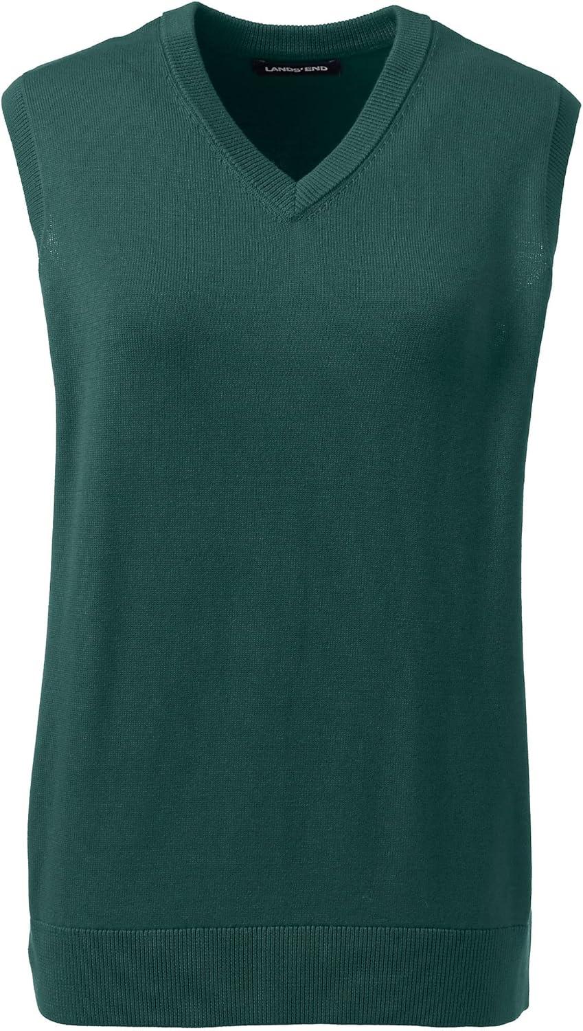 imageLands End School Uniform Womens Cotton Modal Fine Gauge Sweater VestEvergreen