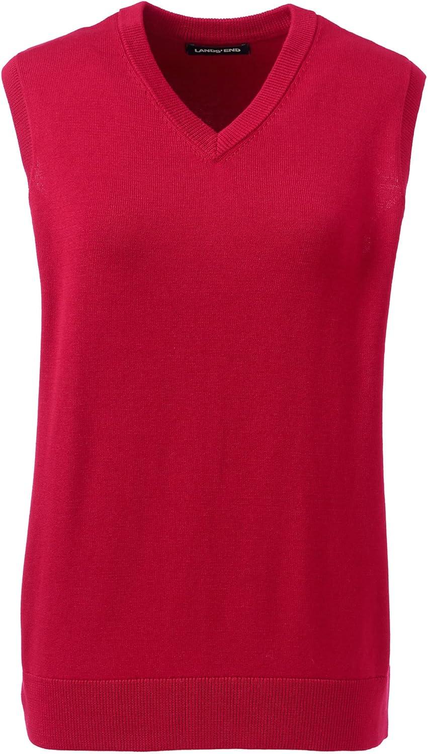 imageLands End School Uniform Womens Cotton Modal Fine Gauge Sweater VestRed