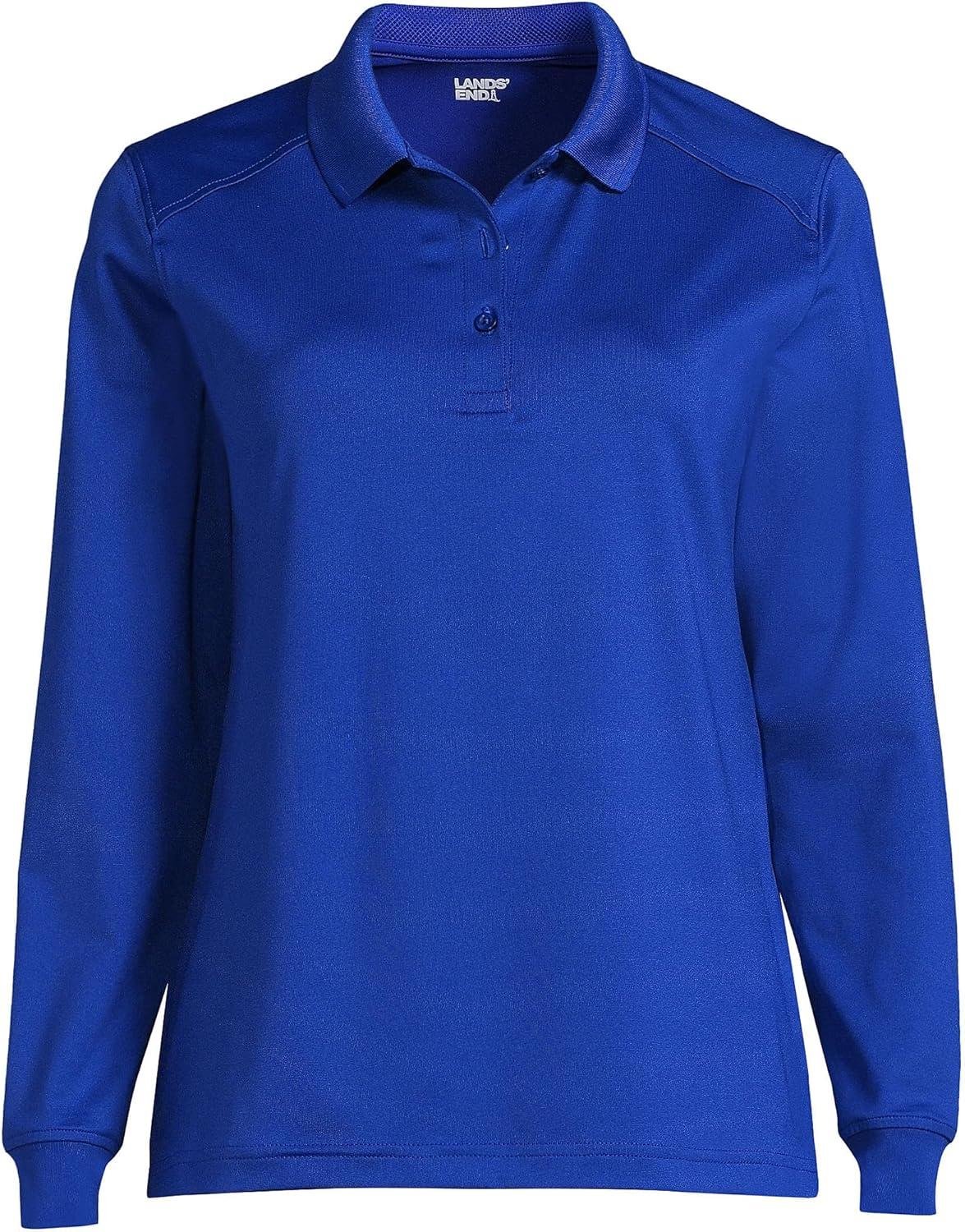 imageLands End School Uniform Womens Long Sleeve Rapid Dry Polo ShirtCobalt