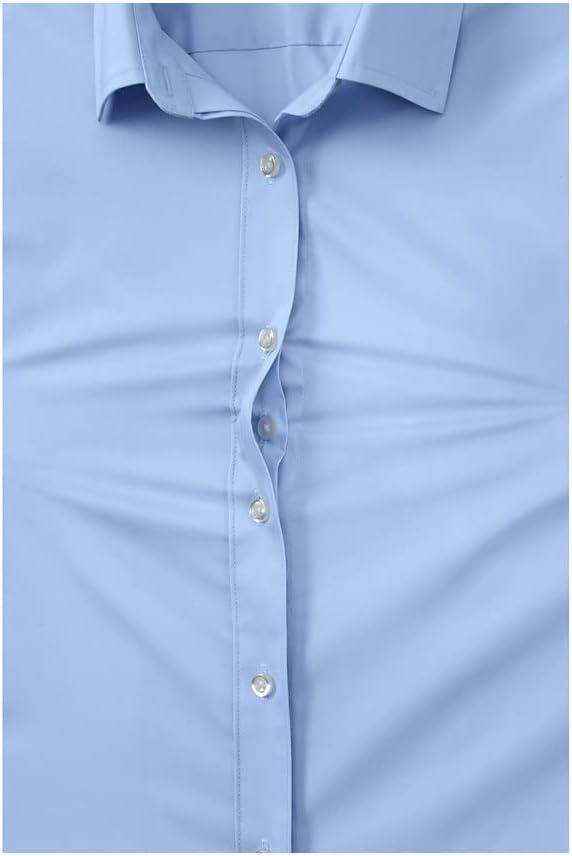 imageLands End School Uniform Womens No Gape Short Sleeve Stretch ShirtLight Sea Blue