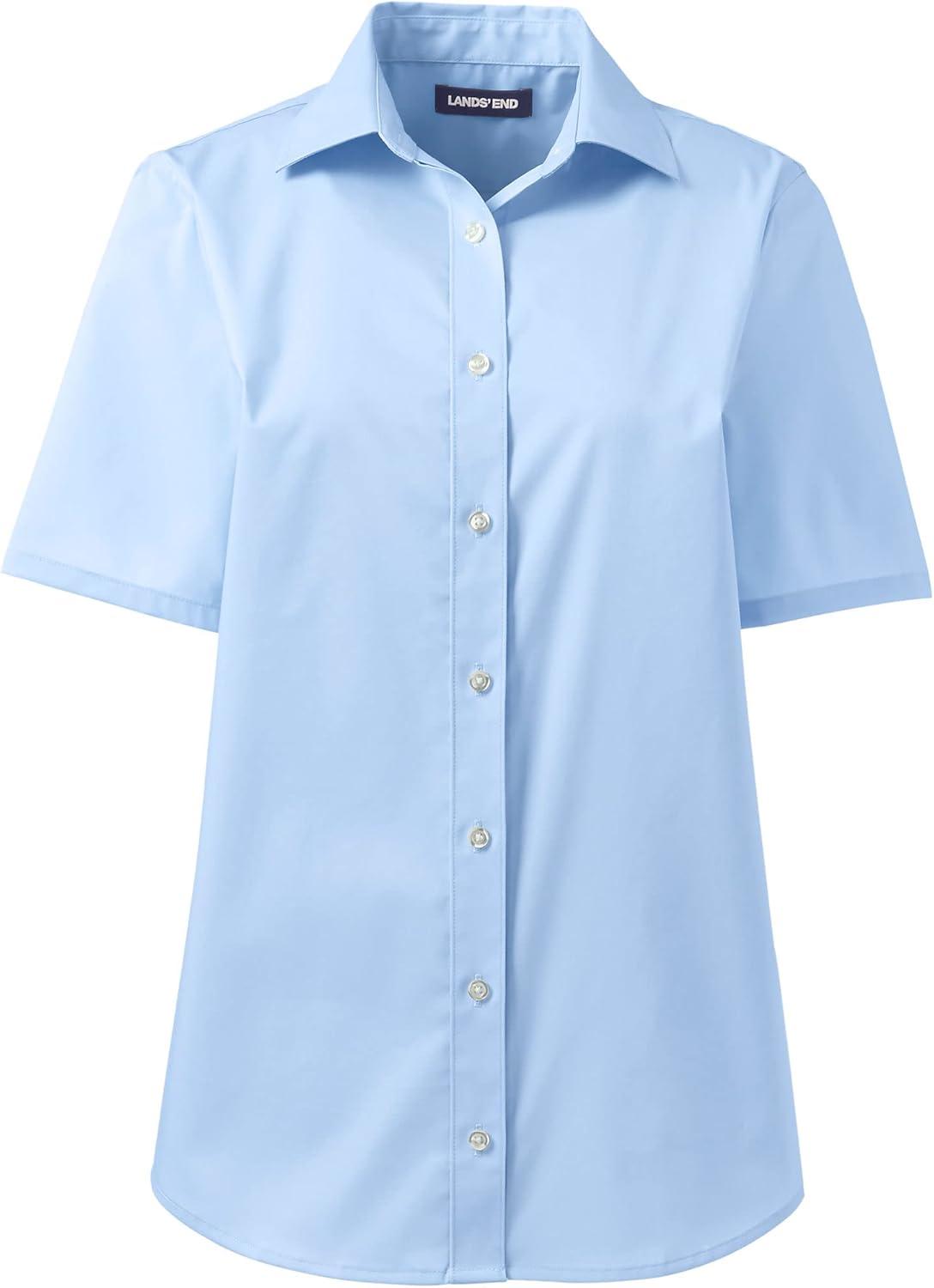 imageLands End School Uniform Womens No Gape Short Sleeve Stretch ShirtLight Sea Blue