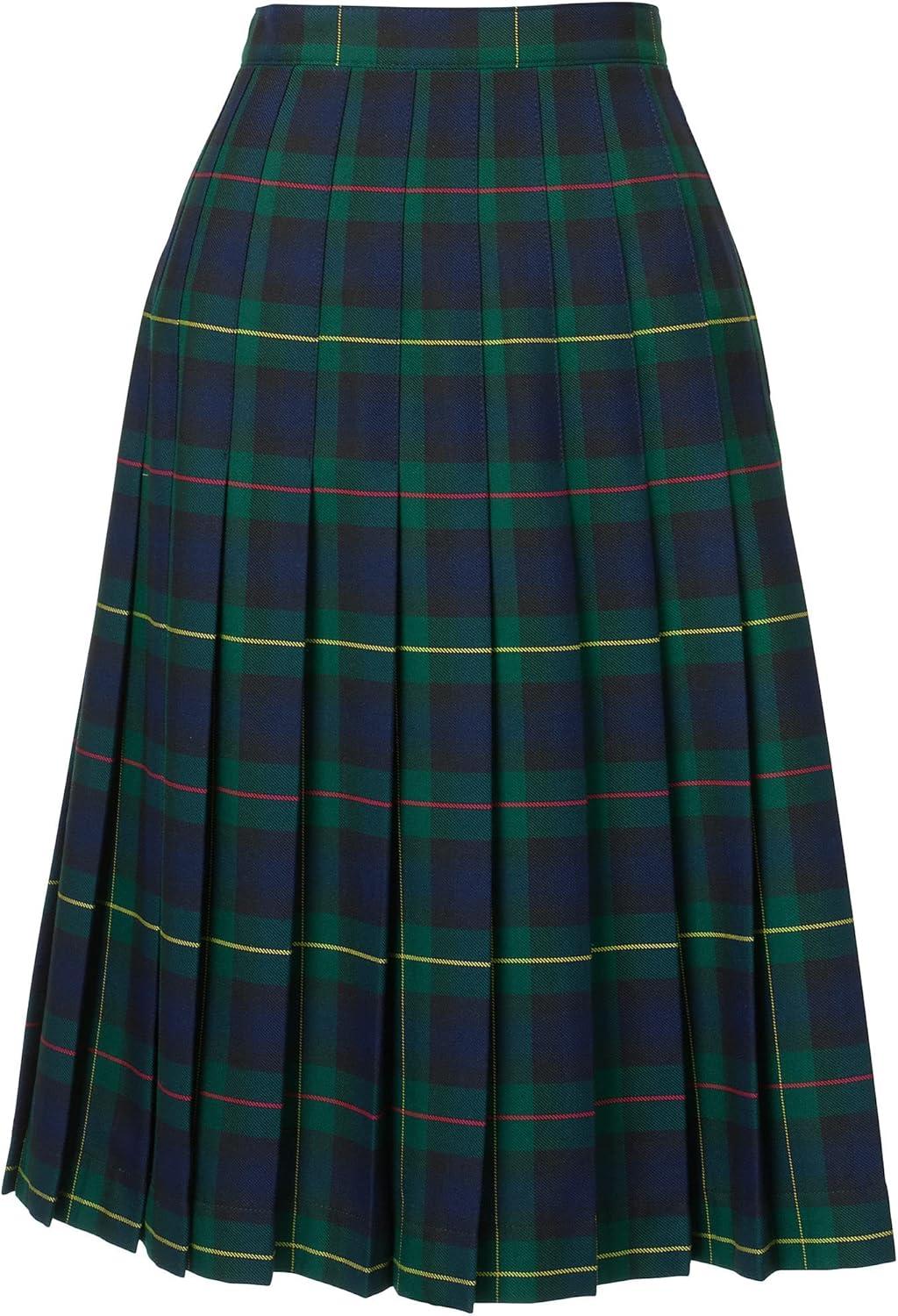 imageLands End School Uniform Womens Plaid Pleated Skirt Below The KneeHunterClassic Navy Plaid