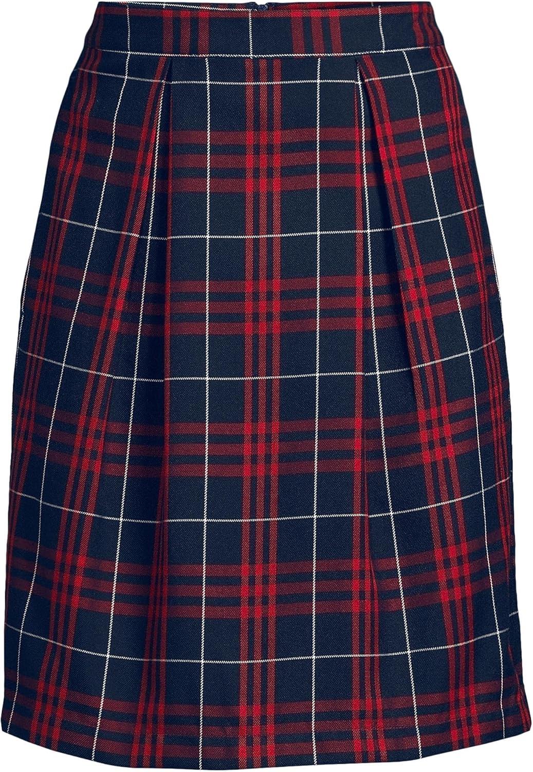 imageLands End School Uniform Womens Plaid Skort Top of KneeClassic Navy Large Plaid