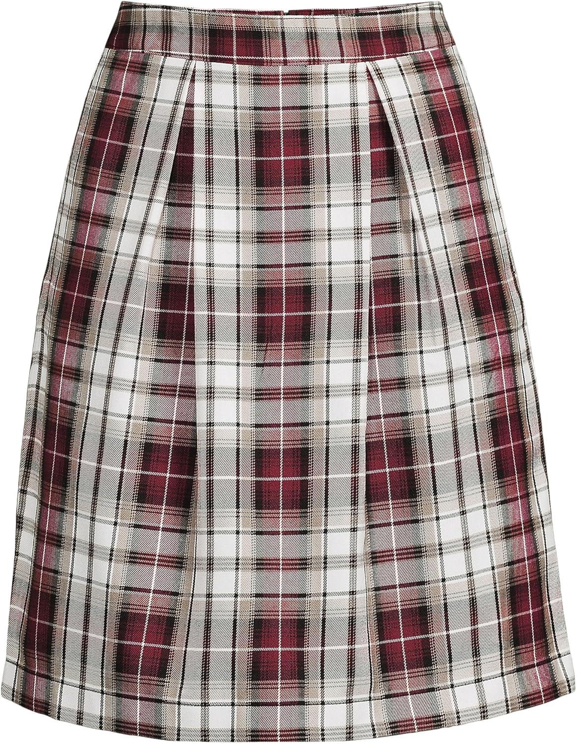 imageLands End School Uniform Womens Plaid Skort Top of KneeGarnetKhaki Plaid