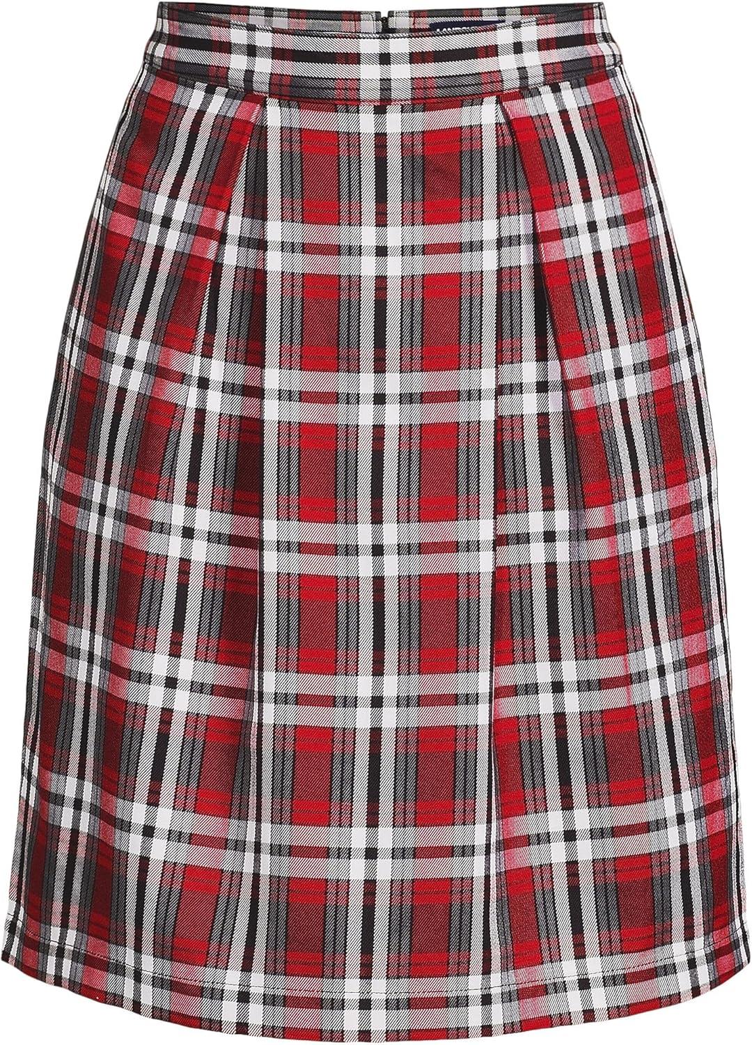 imageLands End School Uniform Womens Plaid Skort Top of KneeRedGraphite Plaid
