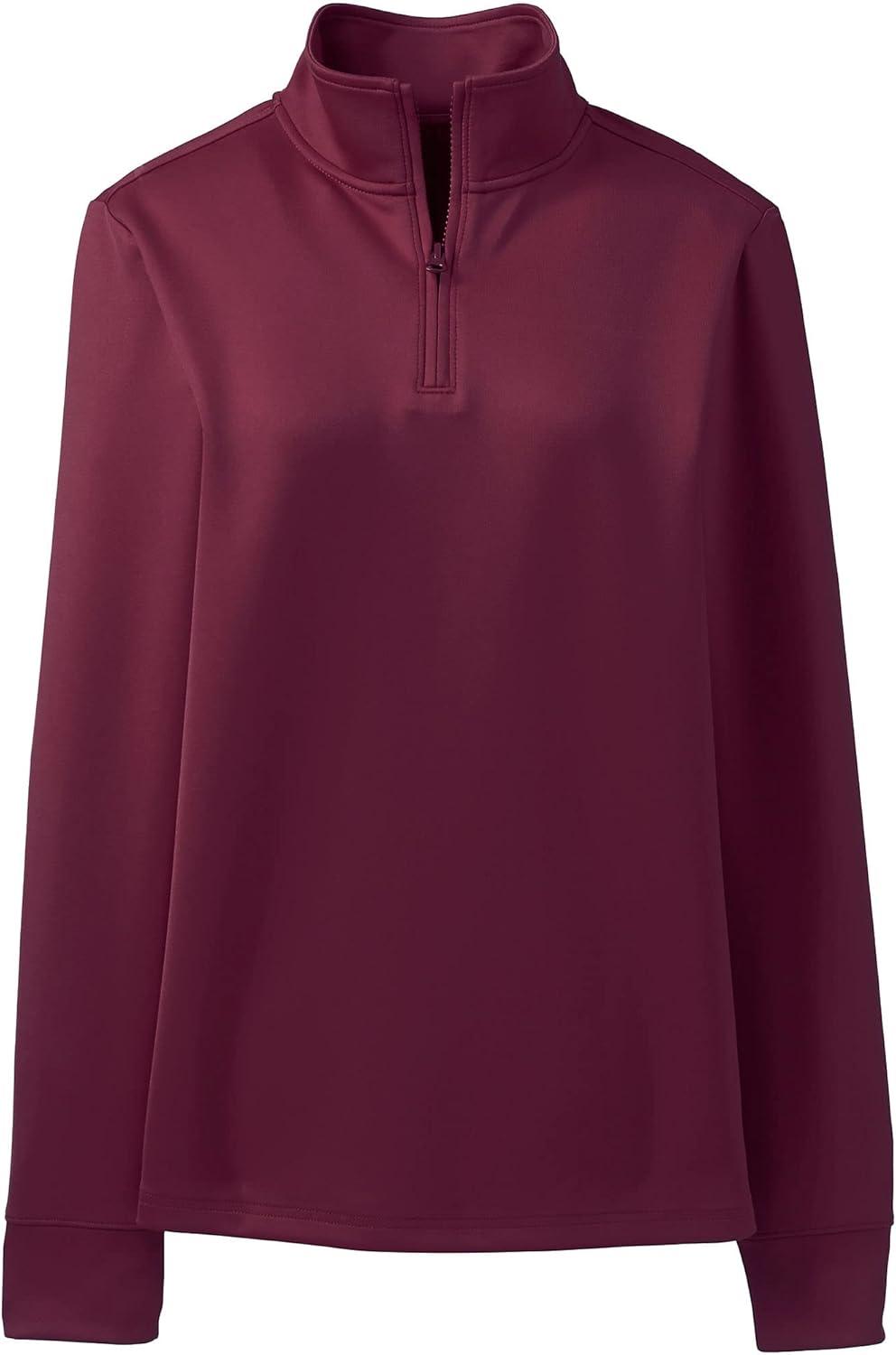 imageLands End School Uniform Womens Quarter Zip PulloverBurgundy