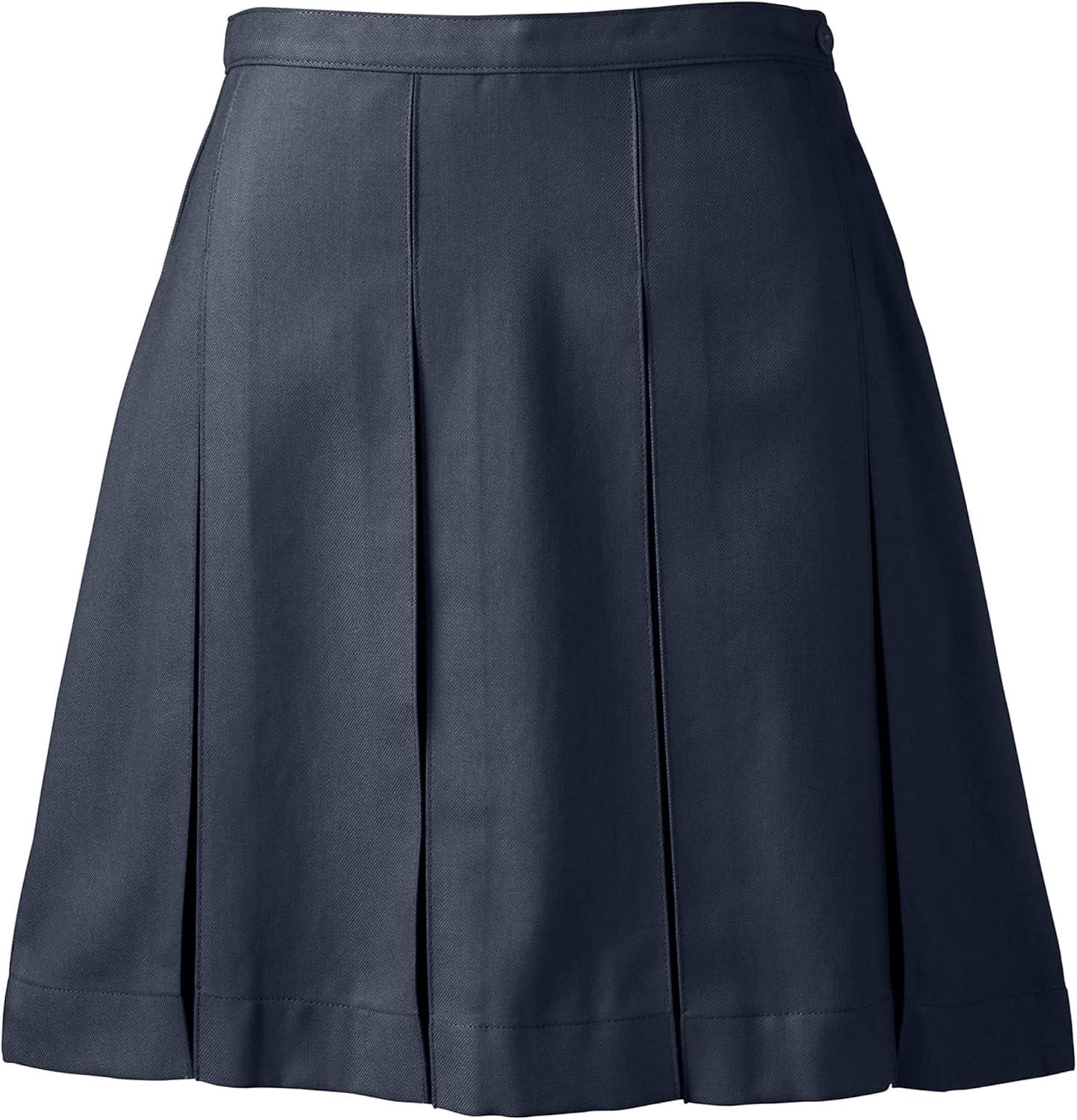 imageLands End School Uniform Womens Solid Box Pleat Skirt Above KneeClassic Navy