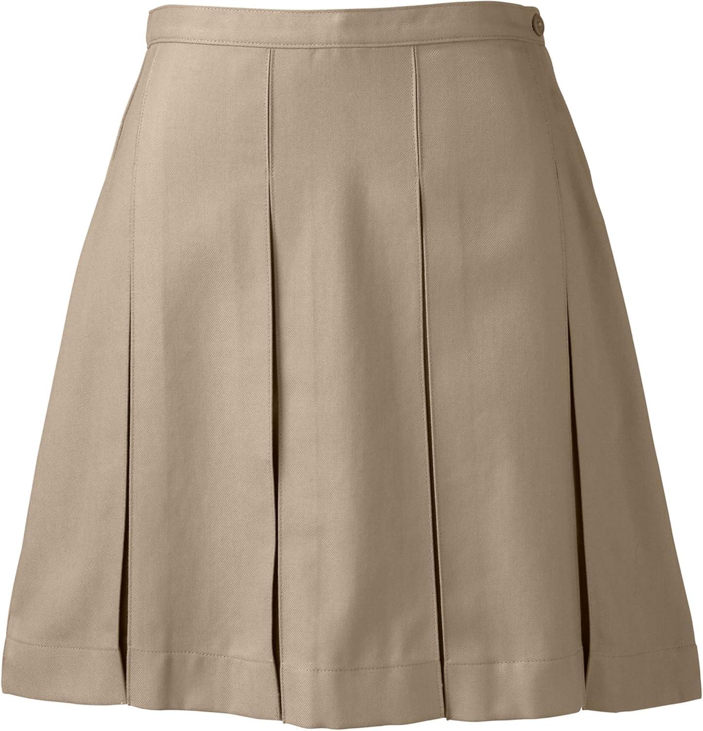 imageLands End School Uniform Womens Solid Box Pleat Skirt Above KneeKhaki