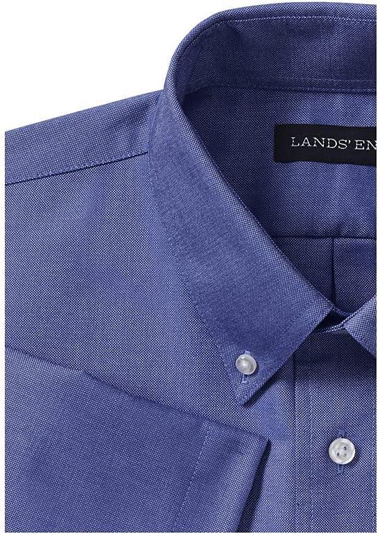 imageLands End School Uniform Young Mens Short Sleeve Oxford Dress ShirtFrench Blue