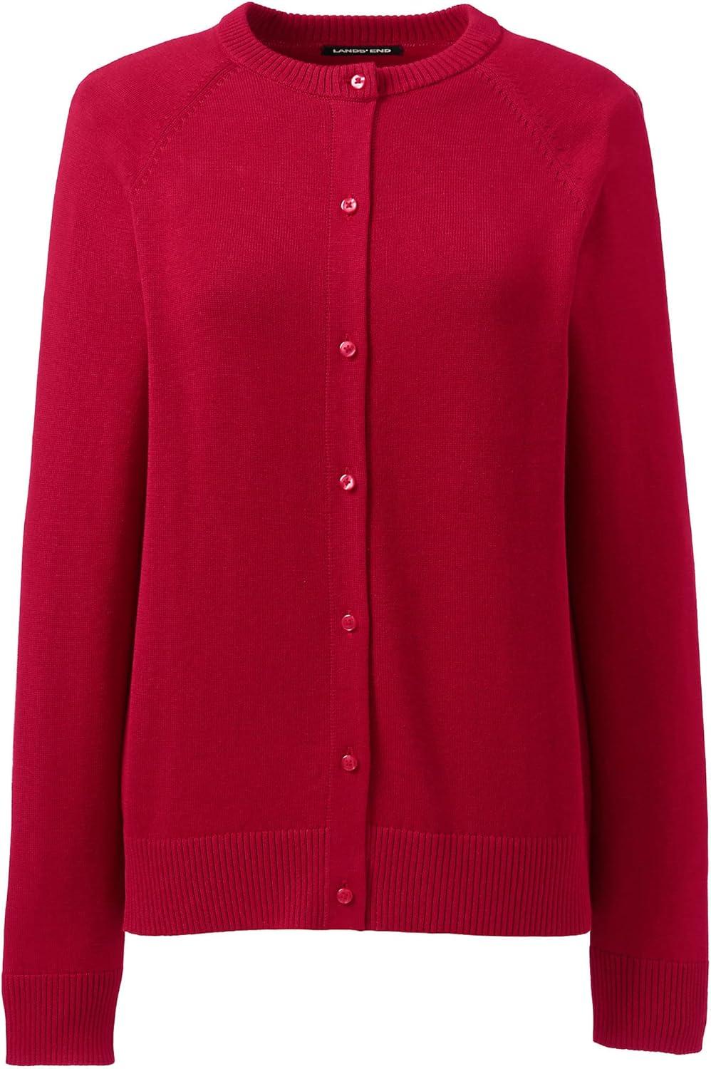imageLands End School Uniform Young Womens Cotton Modal Cardigan SweaterRed