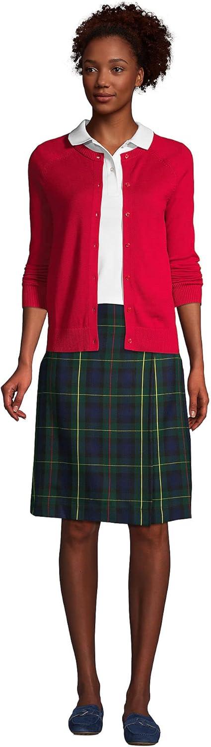 imageLands End School Uniform Young Womens Cotton Modal Cardigan SweaterRed