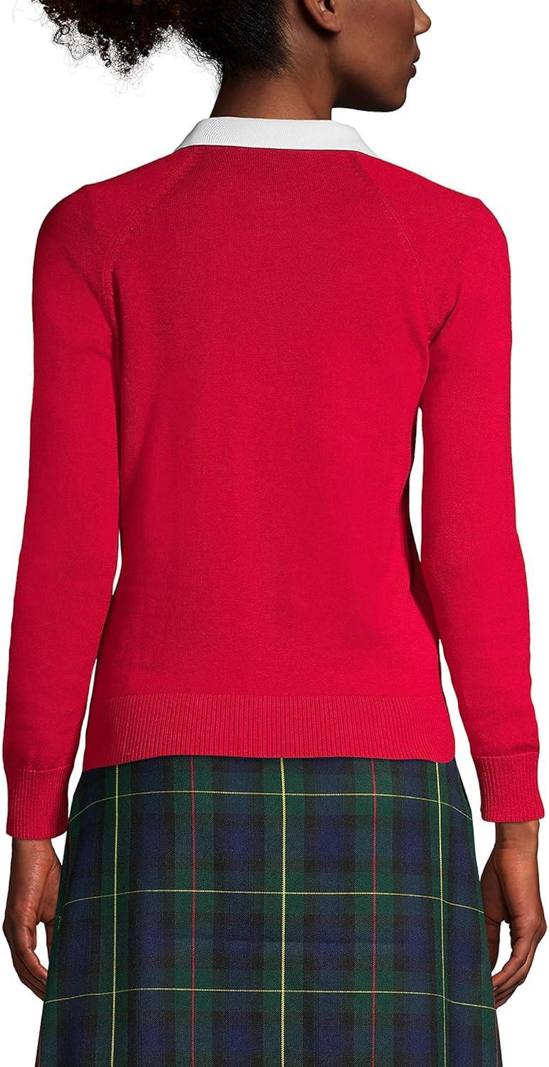 imageLands End School Uniform Young Womens Cotton Modal Cardigan SweaterRed