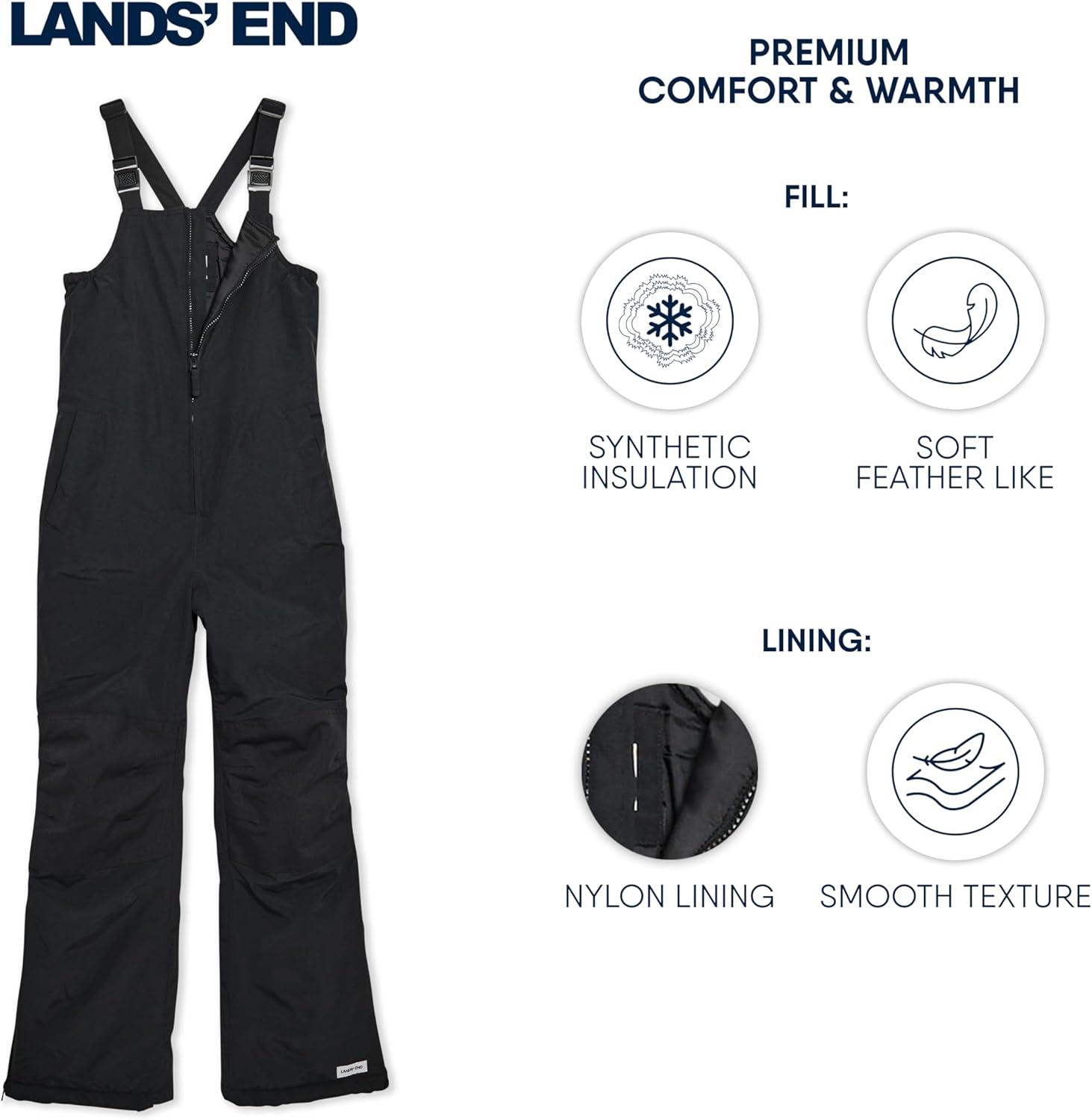 imageLands End Unisex Kids Squall Waterproof Adjustable Insulated Iron Knee Snow Bib OverallsBlack