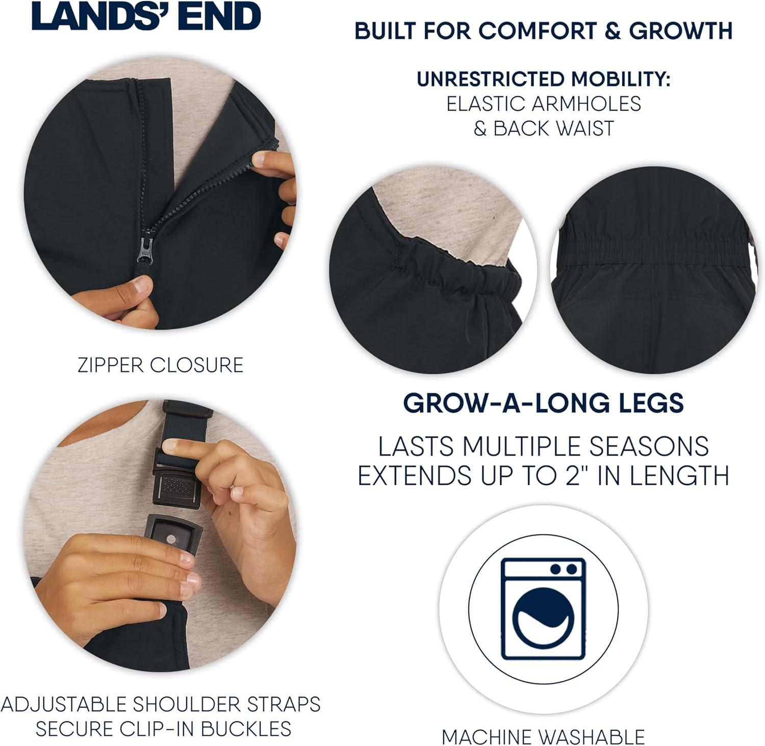 imageLands End Unisex Kids Squall Waterproof Adjustable Insulated Iron Knee Snow Bib OverallsBlack