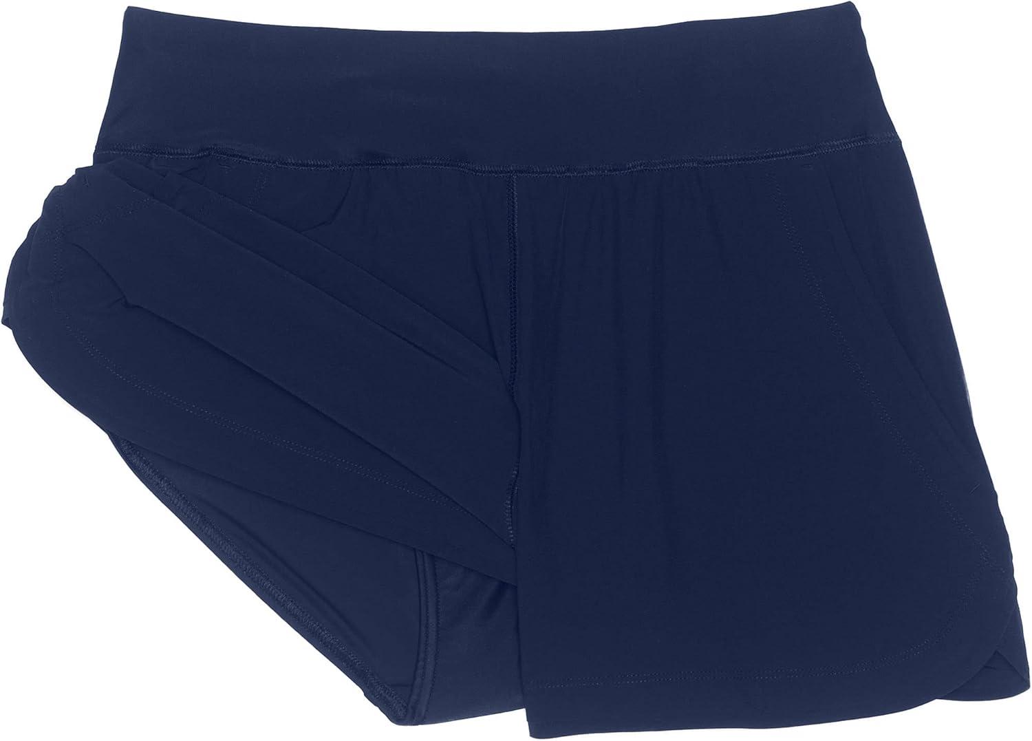 imageLands End Womens 3quot Quick Dry Elastic Waist Board Shorts Swim Coverup Shorts with PantyDeep Sea Navy