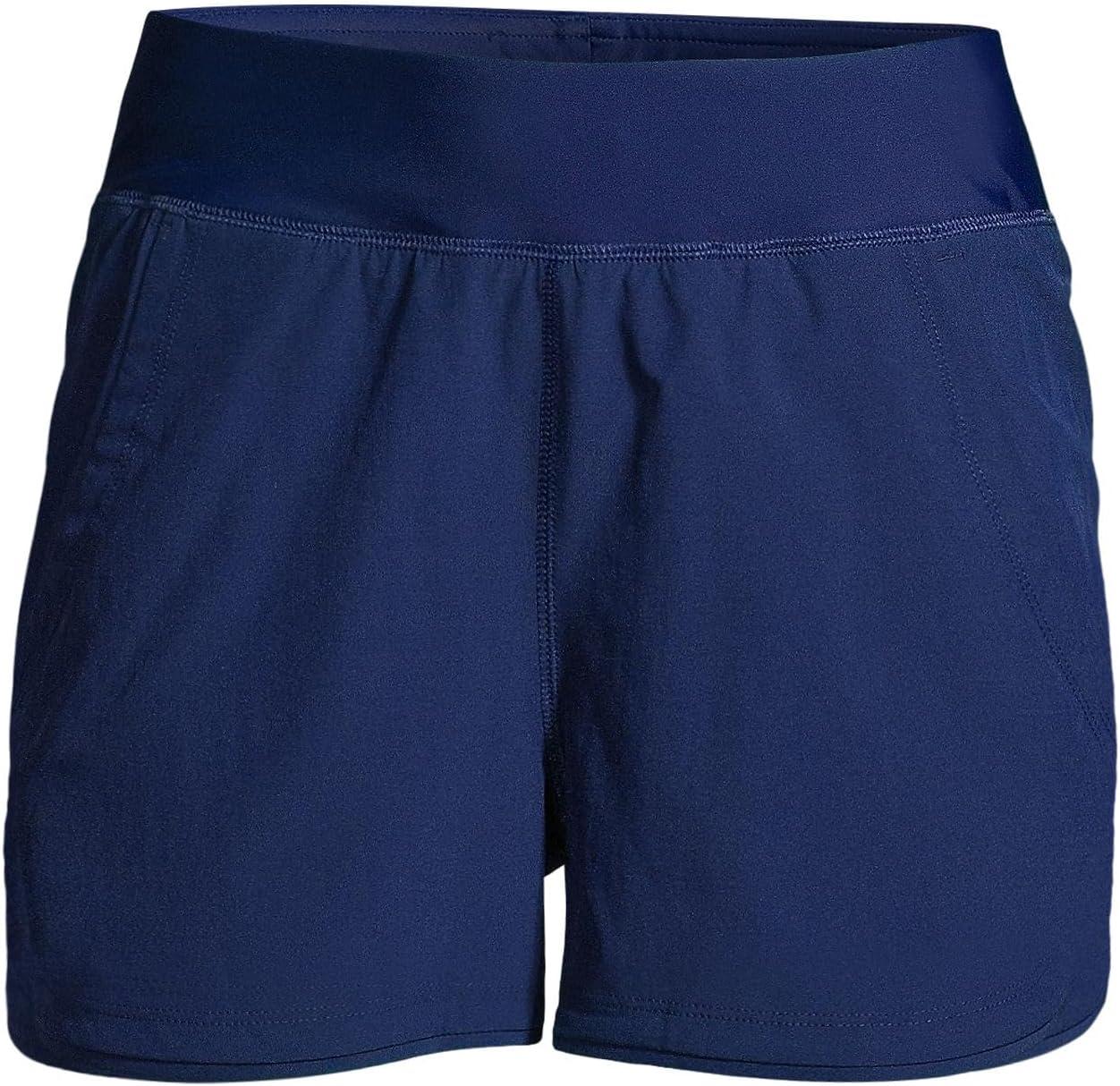 imageLands End Womens 3quot Quick Dry Elastic Waist Board Shorts Swim Coverup Shorts with PantyDeep Sea Navy