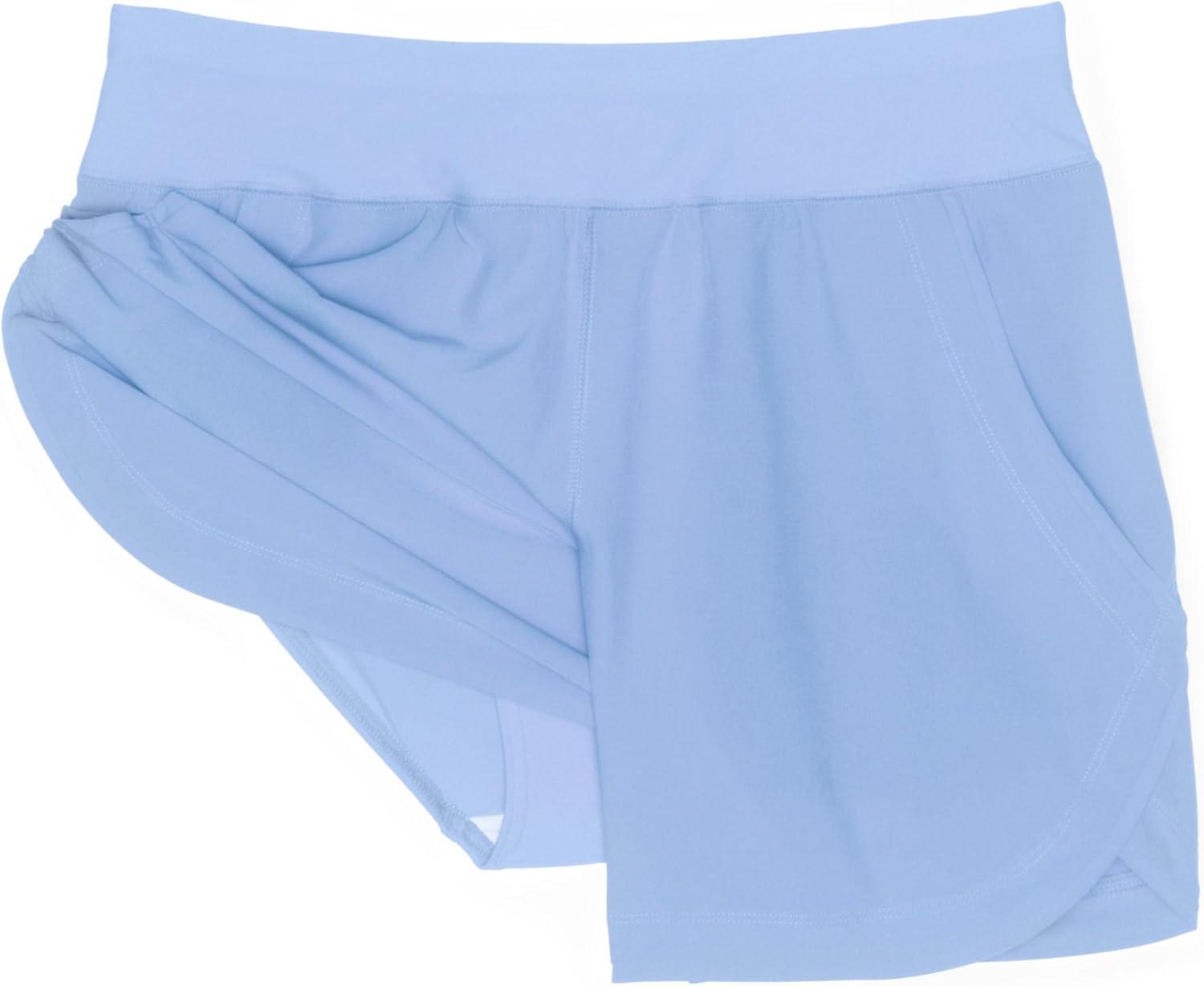 imageLands End Womens 5quot Quick Dry Elastic Waist Board Shorts Swim Coverup Shorts with PantySoft Cloud Blue