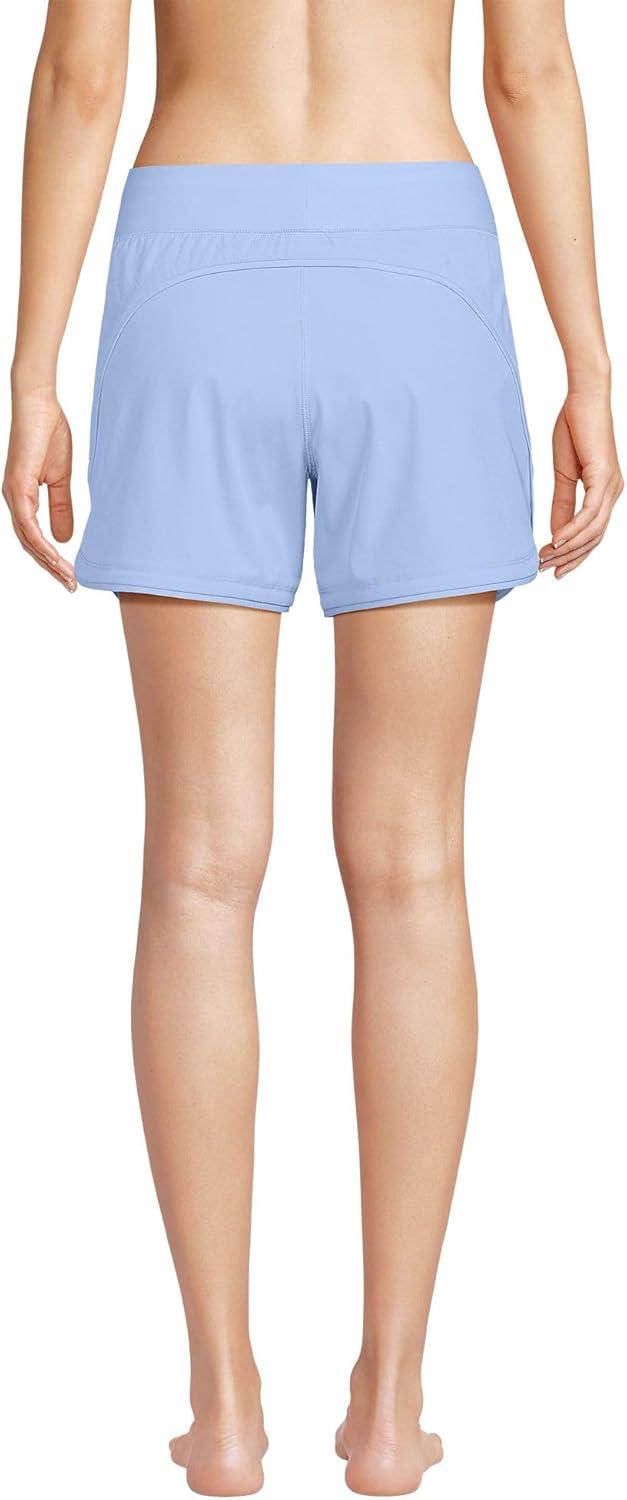 imageLands End Womens 5quot Quick Dry Elastic Waist Board Shorts Swim Coverup Shorts with PantySoft Cloud Blue