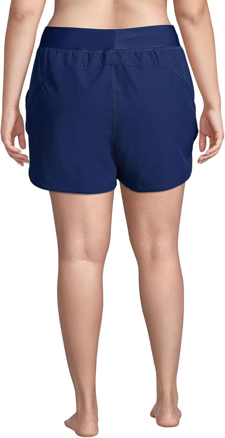 imageLands End Womens 5quot Quick Dry Elastic Waist Board Shorts Swim Coverup ShortsDeep Sea Navy