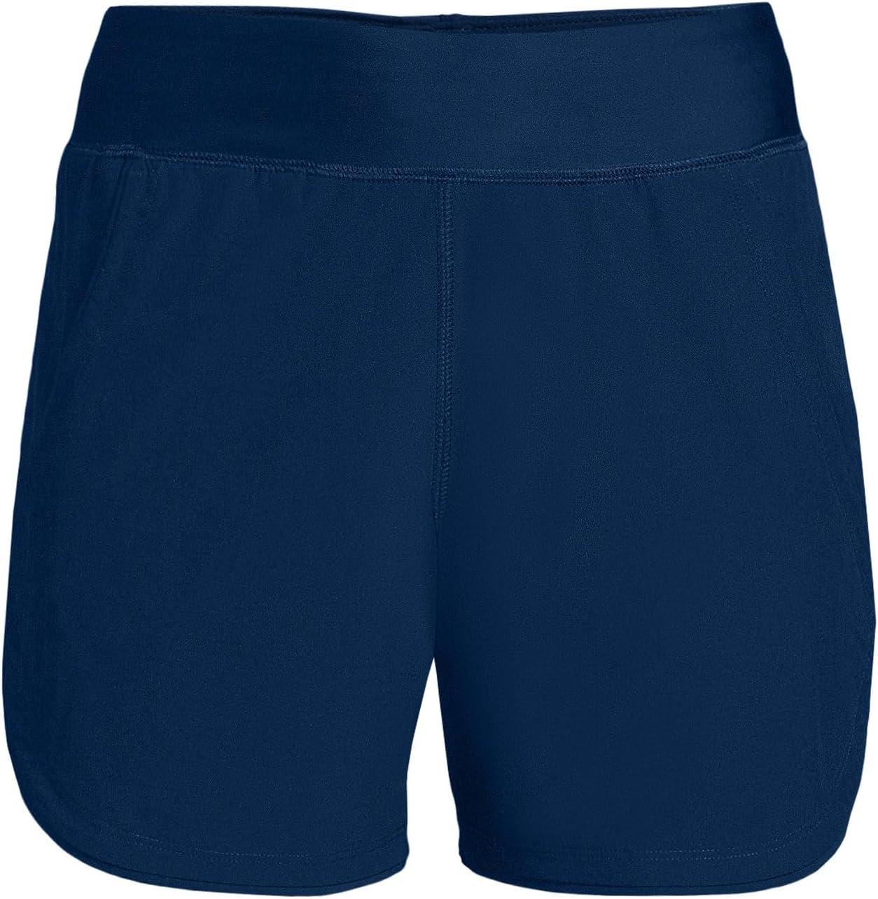 imageLands End Womens 5quot Quick Dry Elastic Waist Board Shorts Swim Coverup ShortsDeep Sea Navy