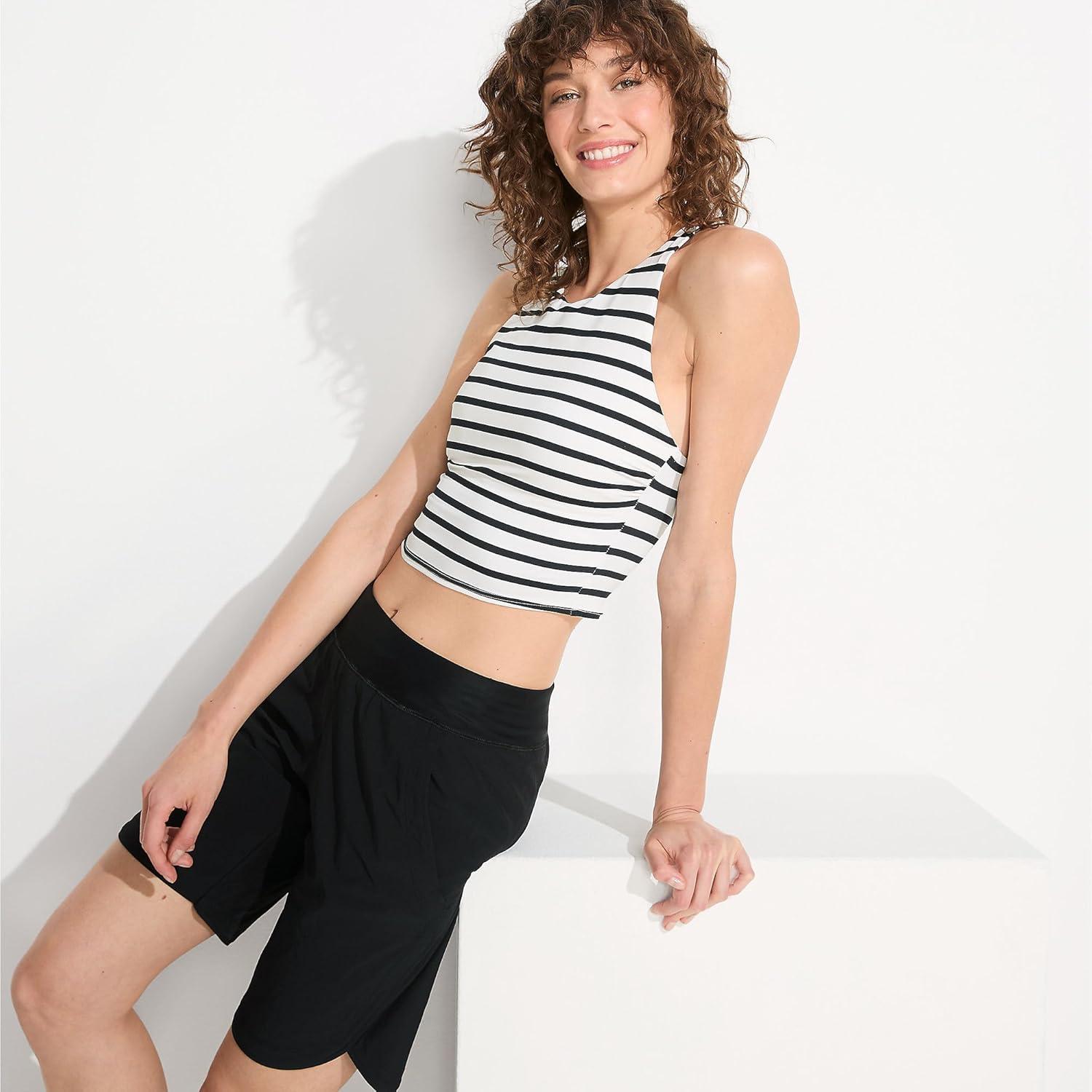 imageLands End Womens 9quot Quick Dry Elastic Waist Modest Board Shorts Swim Coverup Shorts with PantyBlack